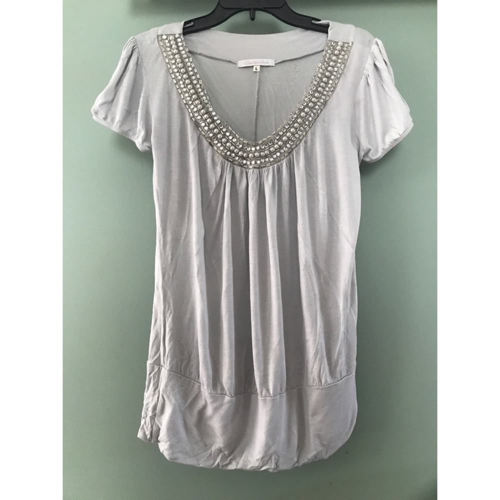 Embellished Light Gray Top